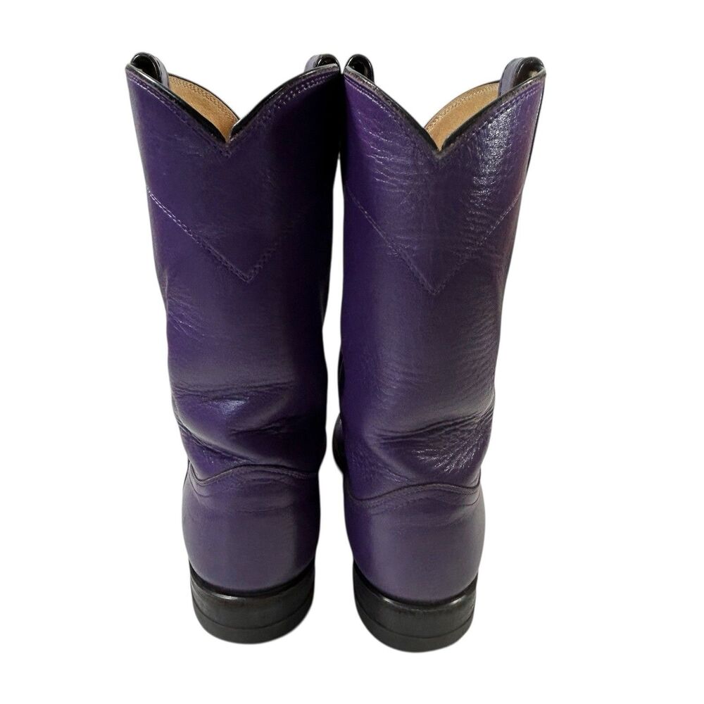 Tracy Byrd & Lee Roy Parnell Signed Justin Roper Purple Boots Vintage 1990s-Sz 8 - Picture 10 of 16